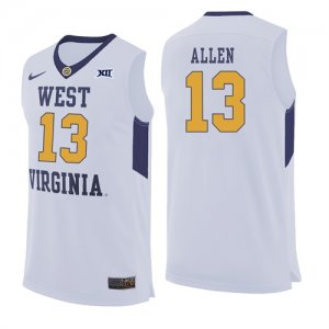 West Virginia Mountaineers 13 Teddy Allen White College Basketball Jersey