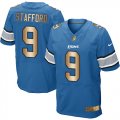 Nike Detroit Lions #9 Matthew Stafford Blue Team Color Mens Stitched NFL Elite Gold Jersey