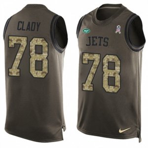 Mens Nike New York Jets #78 Ryan Clady Limited Green Salute to Service Tank Top NFL Jersey