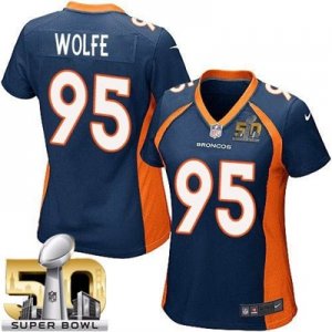 Women Nike Broncos #95 Derek Wolfe Blue Alternate Super Bowl 50 Stitched Jersey