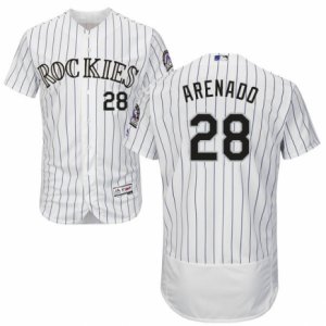 Men\'s Majestic Colorado Rockies #28 Nolan Arenado White Flexbase Authentic Collection MLB Jersey