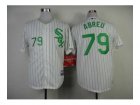 mlb jerseys chicago white sox #79 abreu white[green stripe]