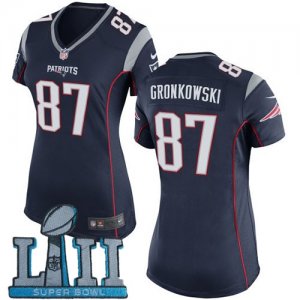 Nike Patriots #87 Rob Gronkowski Navy Wo 2018 Super Bowl LII Game Jersey