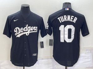 Dodgers #10 Justin Turner Black Nike Turn Back The Clock Cool Base Jersey