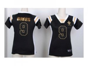 Nike women new orleans saints #9 brees black jerseys[Fashion Rhinestone sequins]