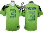 2015 Super Bowl XLIX Nike NFL Seattle Seahawks #3 Russell Wilson Green Jerseys(Game)