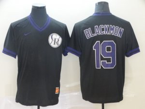 Rockies #19 Charlie Blackmon Black Throwback Jersey