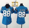 Women Nike Panthers #88 Greg Olsen Blue Alternate Super Bowl 50 Stitched Jersey
