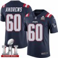 Youth Nike New England Patriots #60 David Andrews Limited Navy Blue Rush Super Bowl LI 51 NFL Jersey