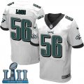 Men Nike Philadelphia Eagles #56 Chris Long White 2018 Super Bowl LII Elite Jersey