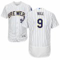 Men's Majestic Milwaukee Brewers #9 Aaron Hill White Flexbase Authentic Collection MLB Jersey