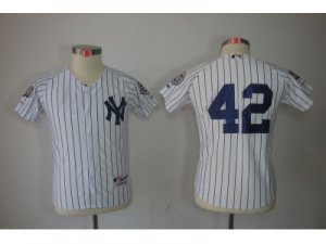 Youth New York Yankees #42 Mariano Rivera White jerseys(2009 Logo WS 09 Champions Pat)