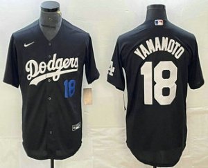 Men\'s Los Angeles Dodgers #18 Yoshinobu Yamamoto Number Black Turn Back The Clock Stitched Cool Base Jersey