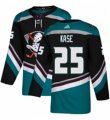 Mens Adidas Anaheim Ducks #25 Ondrej Kase Authentic Black Teal Third NHL Jersey