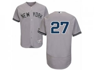 Mens Majestic New York Yankees #27 Austin Romine Grey Flexbase Authentic Collection MLB Jersey