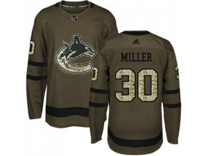 Youth Adidas Vancouver Canucks #30 Ryan Miller Green Salute to Service Stitched NHL Jersey