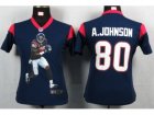 Nike Women Houston Texans #80 A.johnson Blue Portrait Fashion Game Jerseys