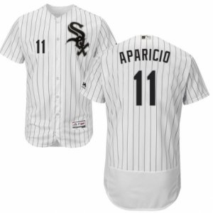 Men\'s Majestic Chicago White Sox #11 Luis Aparicio White Black Flexbase Authentic Collection MLB Jersey