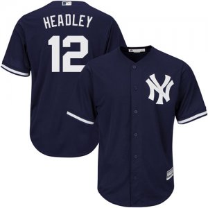 Men\'s Majestic New York Yankees #12 Chase Headley Replica Navy Blue Alternate MLB Jersey