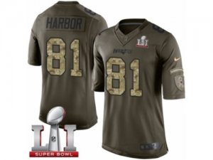 Mens Nike New England Patriots #81 Clay Harbor Limited Green Salute to Service Super Bowl LI 51 NFL Jersey