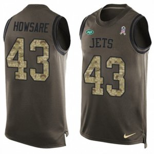 Mens Nike New York Jets #43 Julian Howsare Limited Green Salute to Service Tank Top NFL Jersey