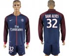 2017-18 Paris Saint-Germain 32 DANI ALVES Home Long Sleeve Soccer Jersey