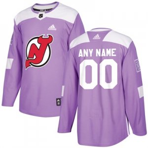 Mens New Jersey Devils Purple Adidas Hockey Fights Cancer Custom Practice Jersey
