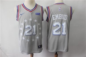 76ers #21 Joel Embiid Gray 2018-19 City Edition Nike Swingman Jersey