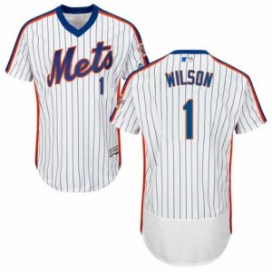 Mens Majestic New York Mets #1 Mookie Wilson White Royal Flexbase Authentic Collection MLB Jersey