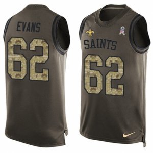 Mens Nike New Orleans Saints #62 Jahri Evans Limited Green Salute to Service Tank Top NFL Jersey