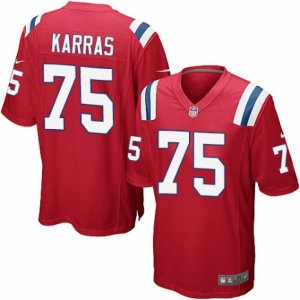 Mens Nike New England Patriots #75 Ted Karras Game Red Alternate NFL Jersey