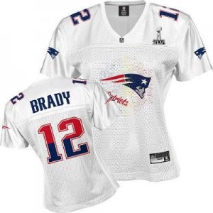 Women New England Patriots #12 Brady Fem Fan 2012 Super Bowl XLVI white