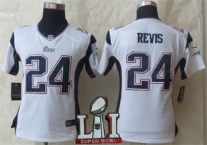 Nike Patriots #24 Darrelle Revis White Women 2017 Super Bowl LI Game Jersey