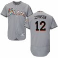 Mens Majestic Miami Marlins #12 Chris Johnson Grey Flexbase Authentic Collection MLB Jersey