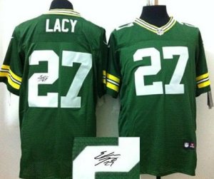 NEW NFL Green Bay Packers 27# Eddie Lacy Green Signed Jerseys-Elite