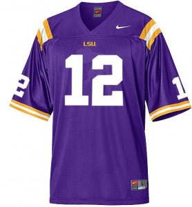 NCAA LSU Tigers #12 Jarrett Lee Purple