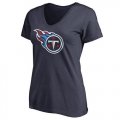 Womens Tennessee Titans Pro Line Primary Team Logo Slim Fit T-Shirt Navy