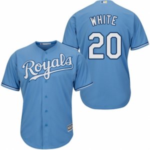 Men\'s Majestic Kansas City Royals #20 Frank White Replica Light Blue Alternate 1 Cool Base MLB Jersey