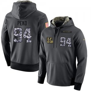 NFL Mens Nike Cincinnati Bengals #94 Domata Peko Stitched Black Anthracite Salute to Service Player Performance Hoodie