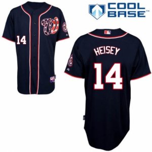 Mens Majestic Washington Nationals #14 Chris Heisey Replica Navy Blue Alternate 2 Cool Base MLB Jersey