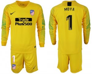 2018-19 Atletico Madrid 1 MOYA Yellow Goalkeeper Long Sleeve Soccer Jersey