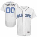 Mens Majestic Boston Red Sox Customized Authentic White 2016 Fathers Day Fashion Flex Base MLB Jersey