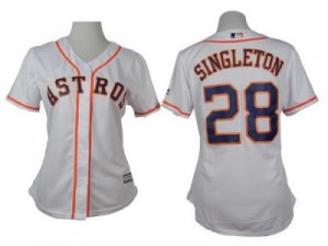 Mlb Women Astros #28 Jon Singleton White Home Stitched Baseball Jerseys