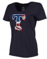 Womens Texas Rangers USA Flag Fashion T-Shirt Navy Blue