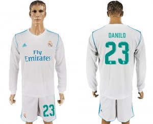 2017-18 Real Madrid 23 DANILO Home Long Sleeve Soccer Jersey