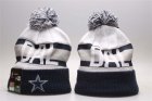 Cowboys Navy Wordmark Cuffed Pom Knit Hat YP