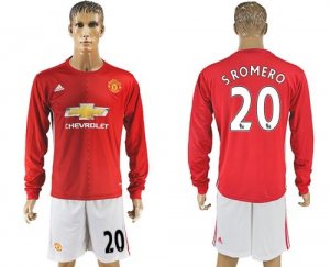 Manchester United #20 S.Romero Red Home Long Sleeves Soccer Club Jersey