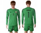 Argentina #1 Romero Green Goalkeeper Long Sleeves Soccer Country Jersey