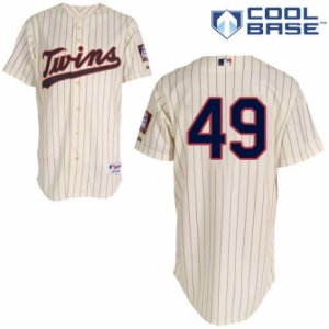 Men\'s Majestic Minnesota Twins #49 Kevin Jepsen Replica Cream Alternate Cool Base MLB Jersey