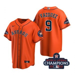 Astros# 9 Christian Vazquez Orange 2022 World Series Champions Cool Base Jersey